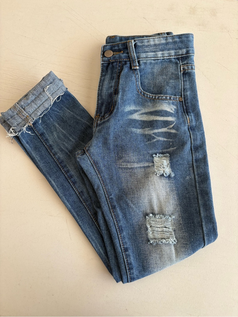 Kids Distressed Blue Denim Jeans